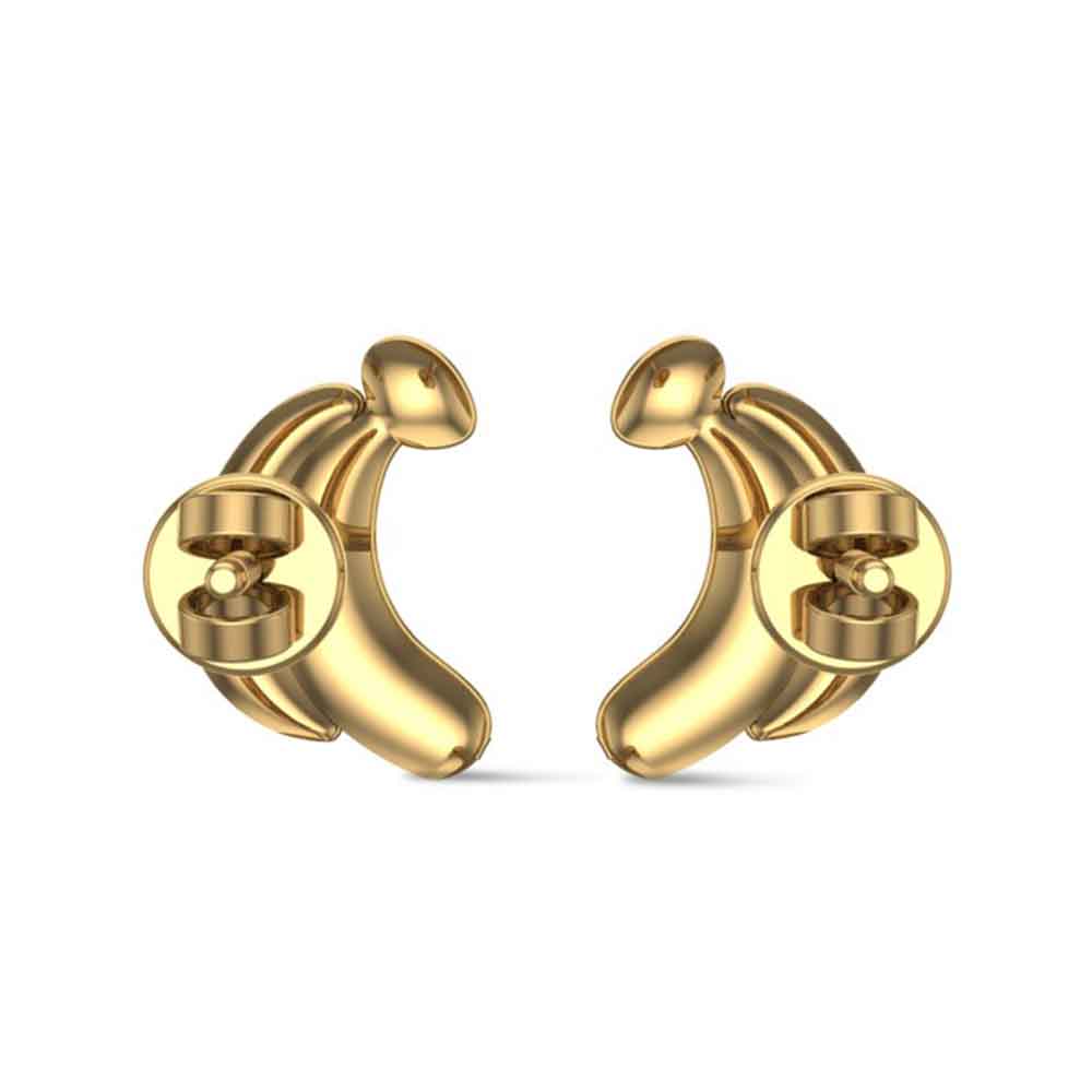 Banana 18k Yellow Gold Stud Earrings for Kids and Teen Girls