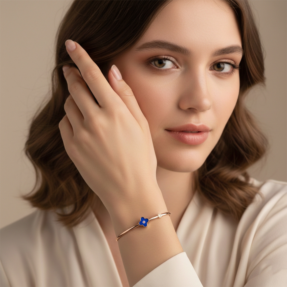 Blue Blossom Charm Bangle