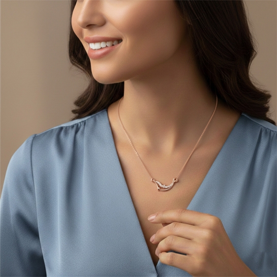 Golden Wave Dolphin Chain Necklace
