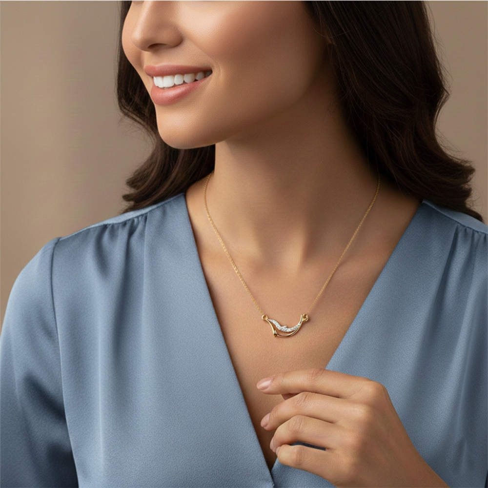Golden Wave Dolphin Chain Necklace