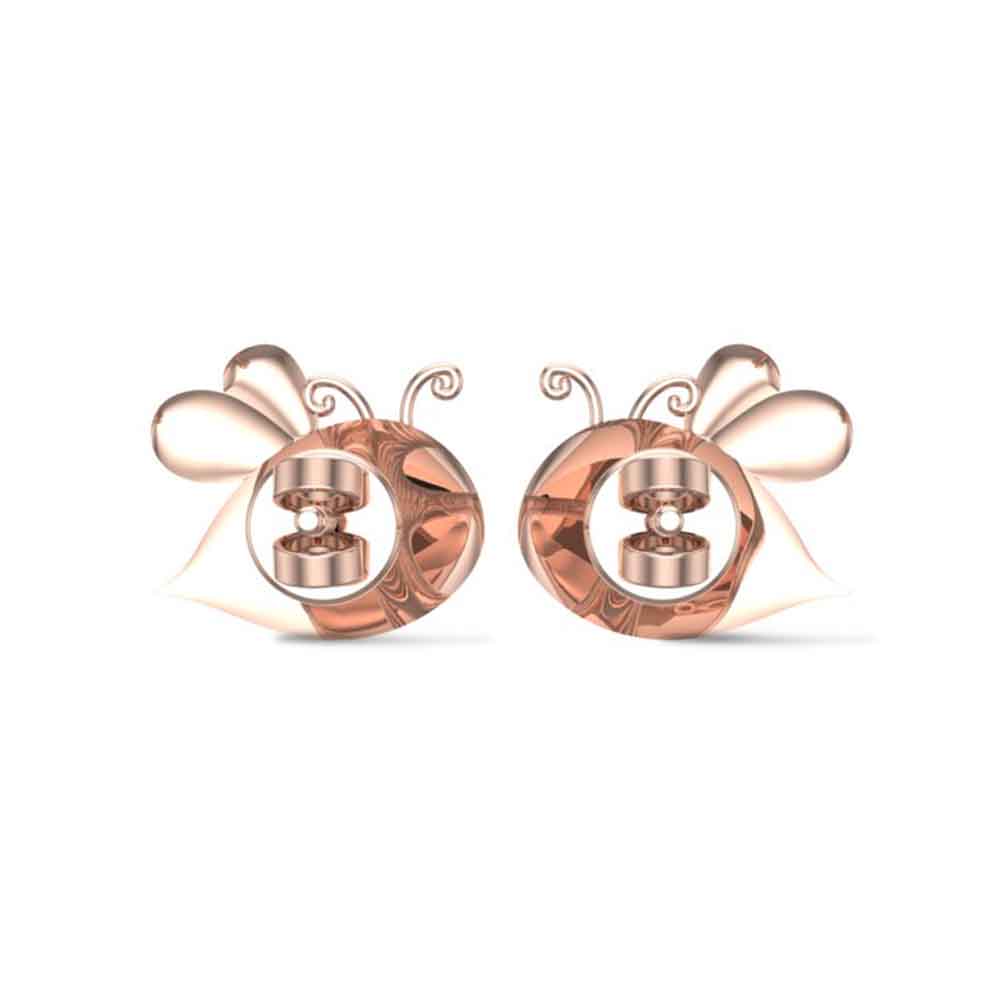 Honey Bee 18k Yellow Gold Stud Earrings for Kids and Teen Girls