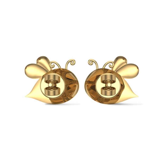 Honey Bee 18k Yellow Gold Stud Earrings for Kids and Teen Girls