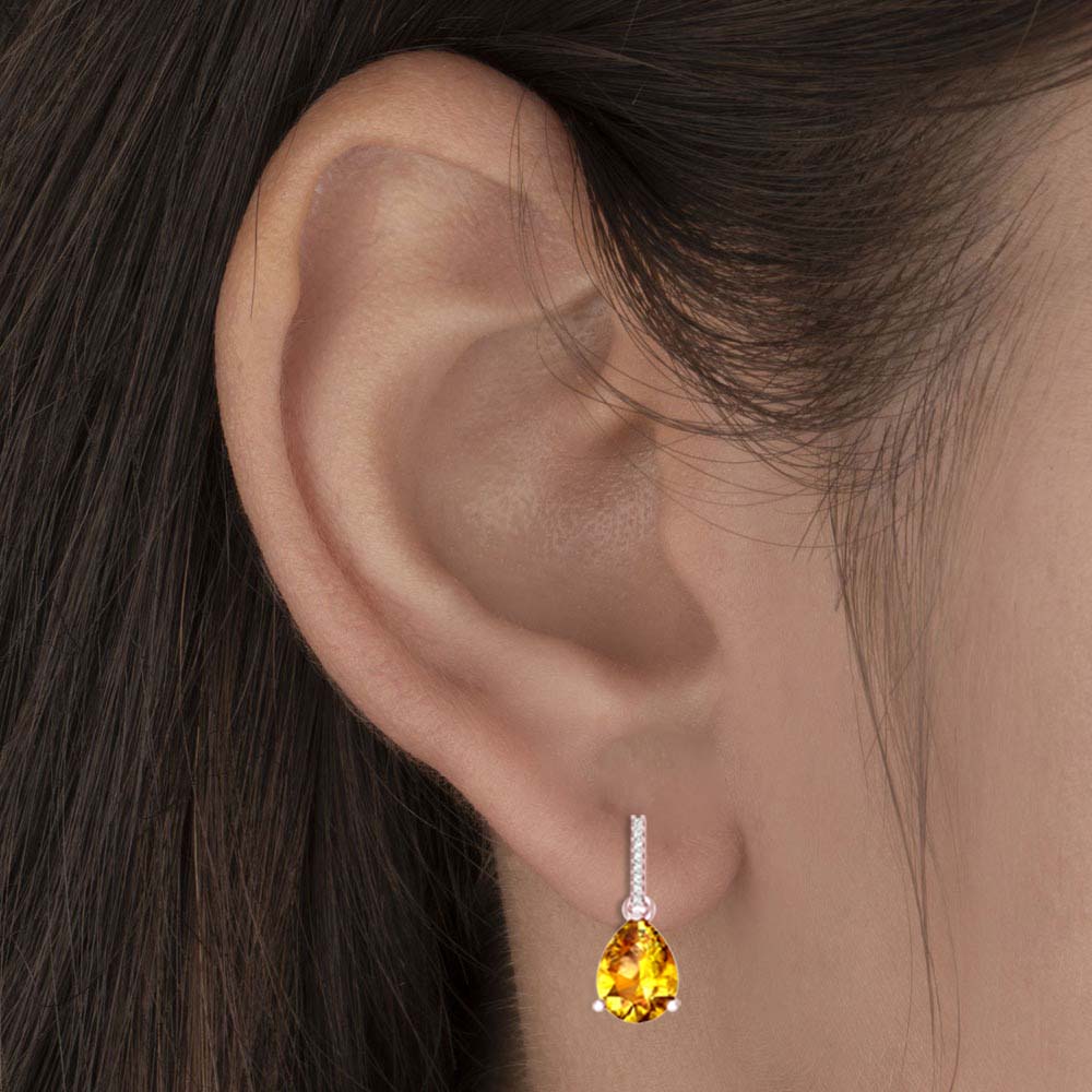 Isabella Citrine Rose Gold Drop Earrings