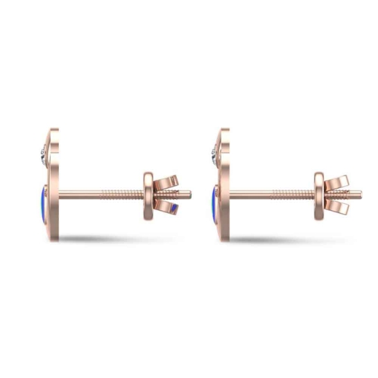 18k Peacock Rose Gold Stud Earrings for Kids and girls