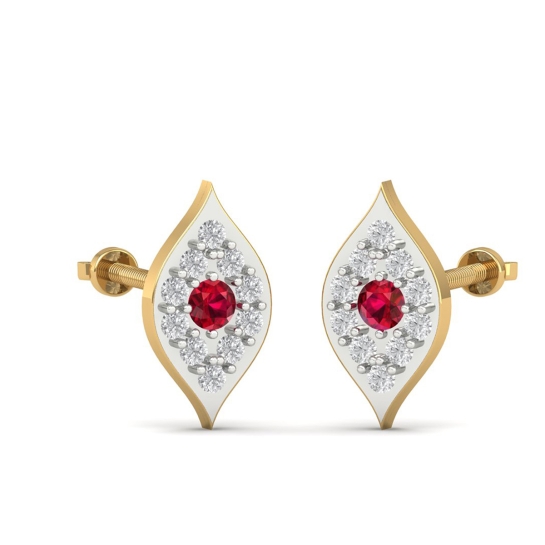 Ruby Bloom Leaf earring