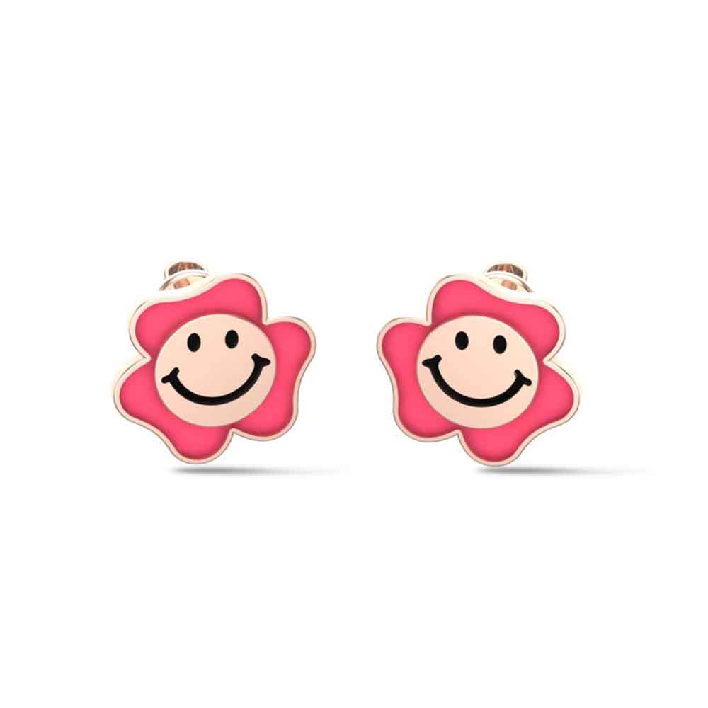 Smile 18k Yellow Gold Stud Earrings for kids and Teen girls