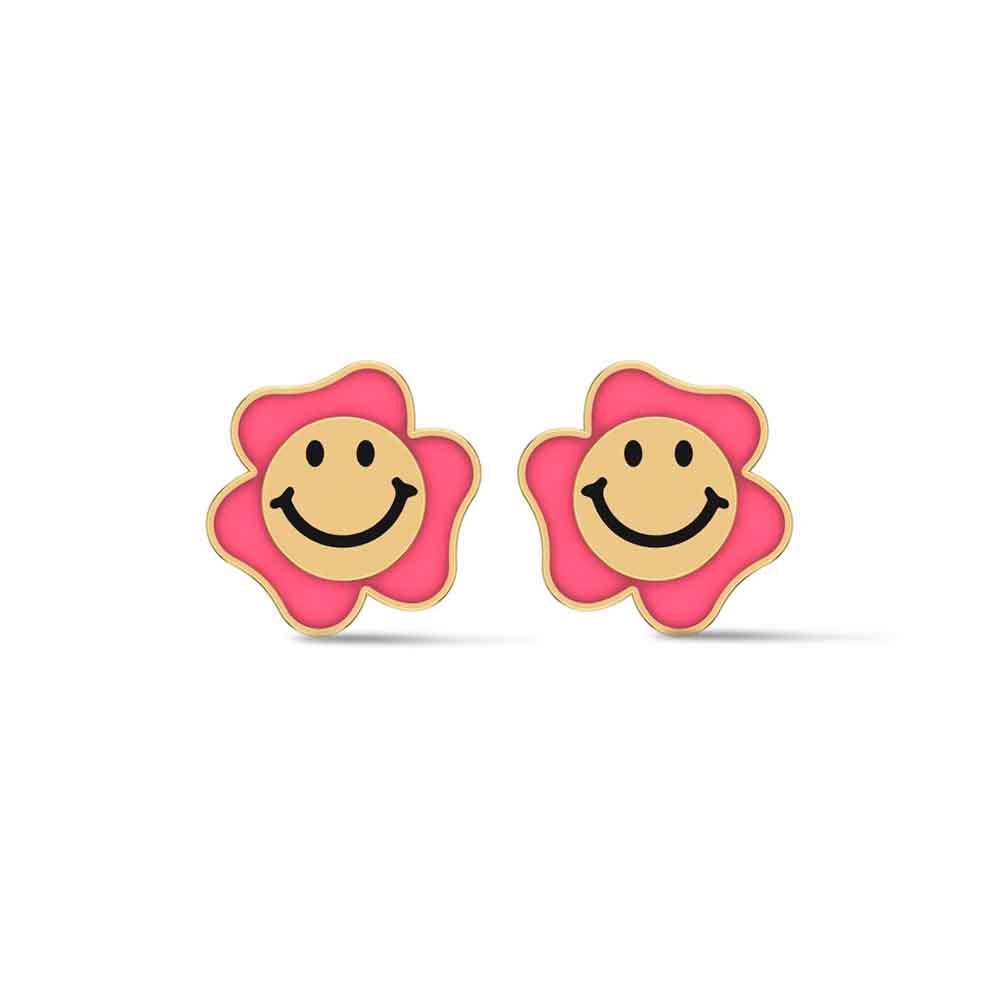 Rose Gold 18k Smile Stud Earrings for kids and Teen girls