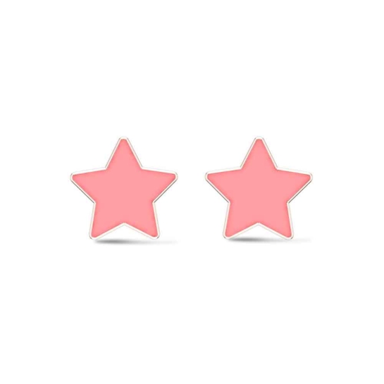 Star 18k White Gold Stud Earrings for Kids and Teen Girls