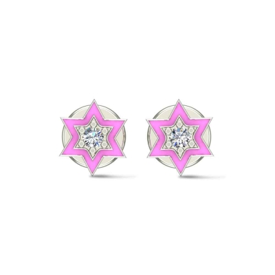 Star 18k White Gold Diamond Stud Earrings for Kids and Teen Girls