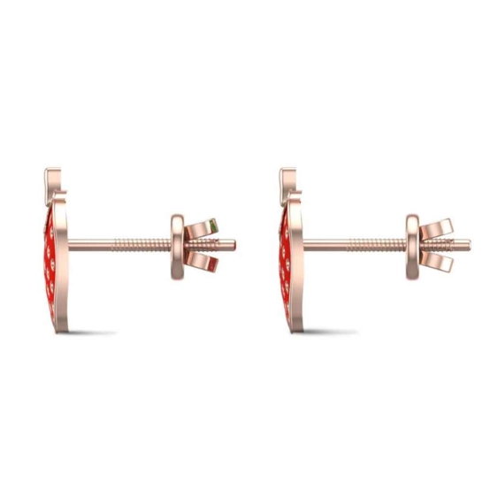 Strawberry Rose Gold Stud Earrings for Kids and Teen Girls