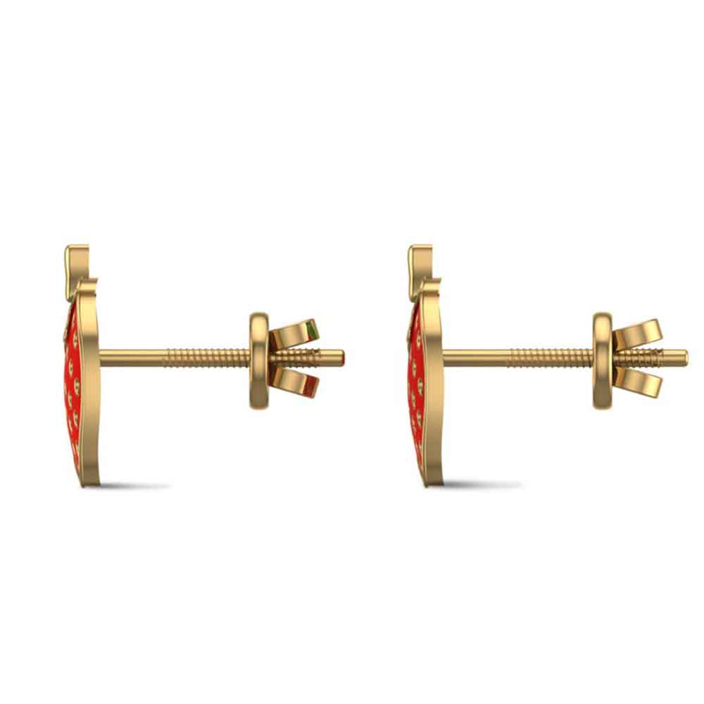 Strawberry Rose Gold Stud Earrings for Kids and Teen Girls