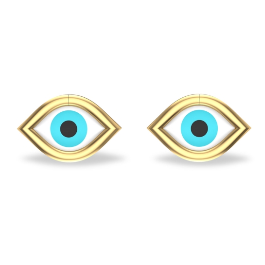 Akshita Yellow Gold Evil Eye Studs Earrings For Women