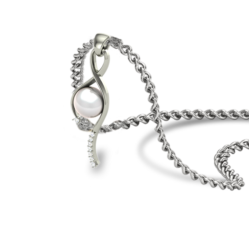 Ivy Pearl Gold and Diamond Pendant 