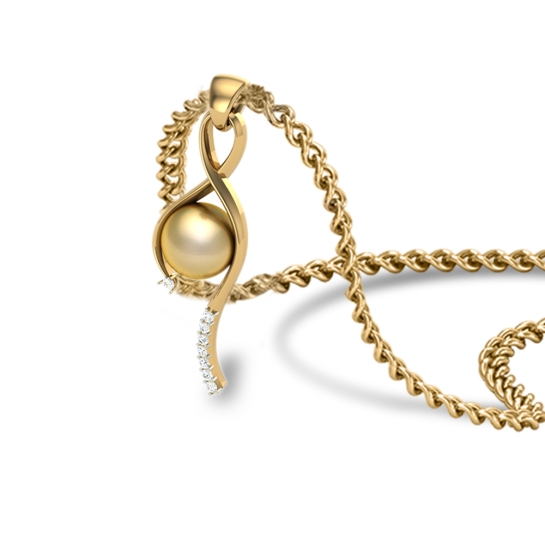Ivy Pearl Gold and Diamond Pendant 