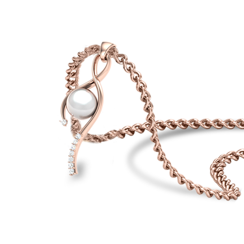 Ivy Pearl Gold and Diamond Pendant 