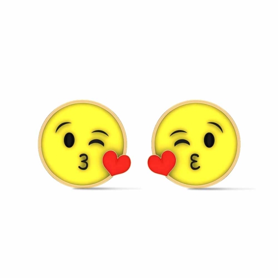Smiley Rose Gold Stud Earrings for Kids and Teen Girls