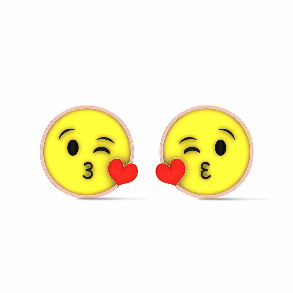 Smiley White Gold Stud Earrings for Kids and Teen Girls