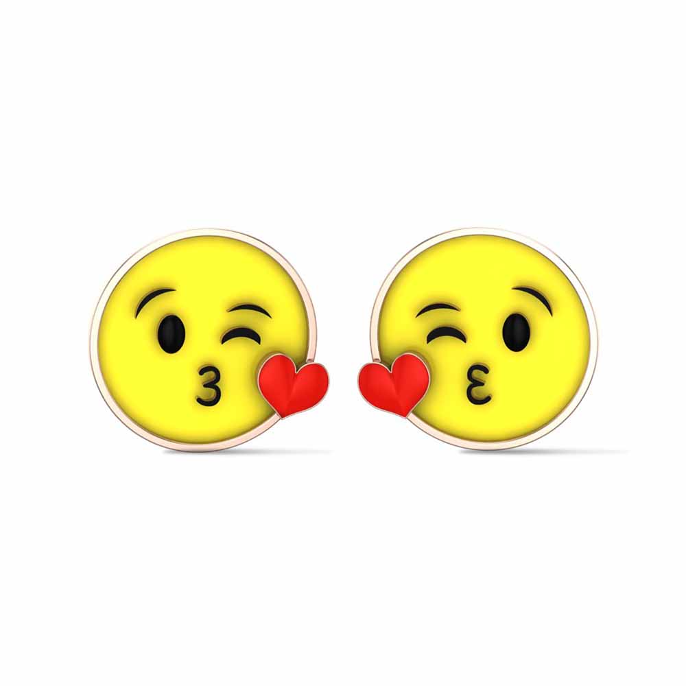 Smiley Rose Gold Stud Earrings for Kids and Teen Girls