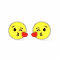 Smiley White Gold Stud Earrings for Kids and Teen Girls