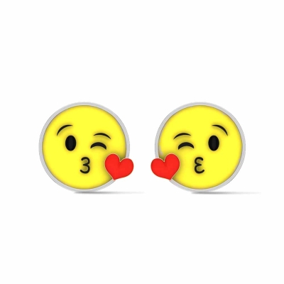 Smiley White Gold Stud Earrings for Kids and Teen Girls